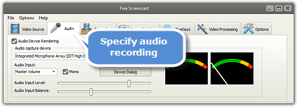 Choose the recording options