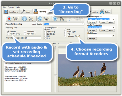 Choose the recording options